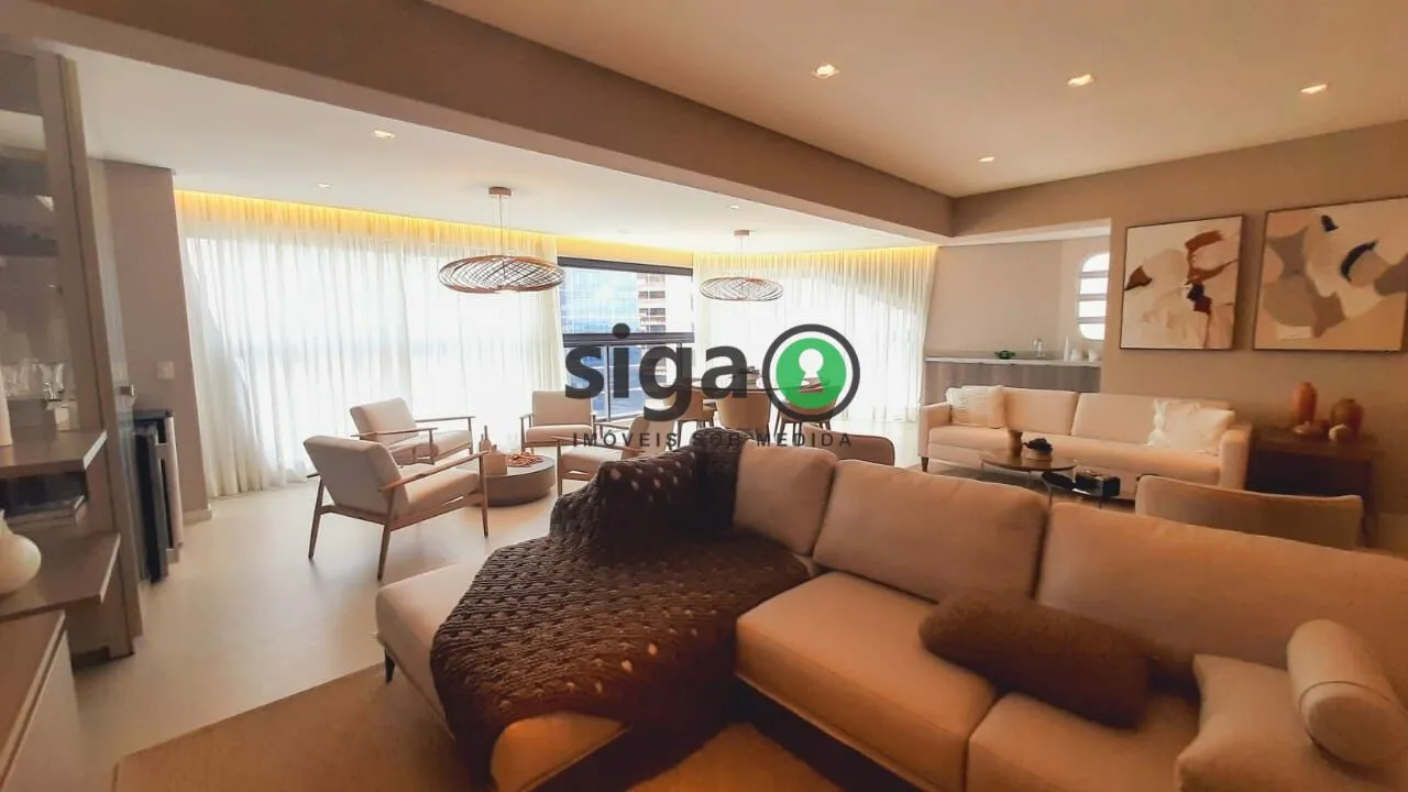 Imagem Apartamento mobiliado 196m² no EZ Parque da Cidade - 3 Suítes, 4 Vagas e Porteira Fechada