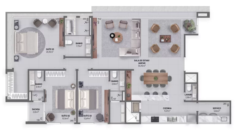 Imagem Apartamento 3 quartos sendo 3 suítes para venda no bairro Predial em Torres