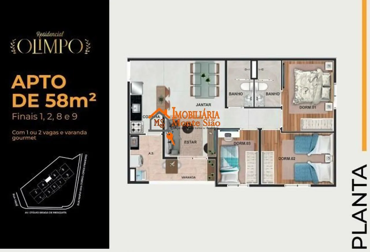 Imagem Apartamento com 2 dormitórios à venda, 58 m² por R$ 520.108 - Macedo - Guarulhos/SP