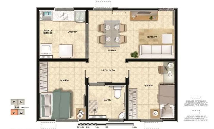 Apartamento com 2 Quartos à Venda, 43 m² em Campo Grande - Rio De Janeiro