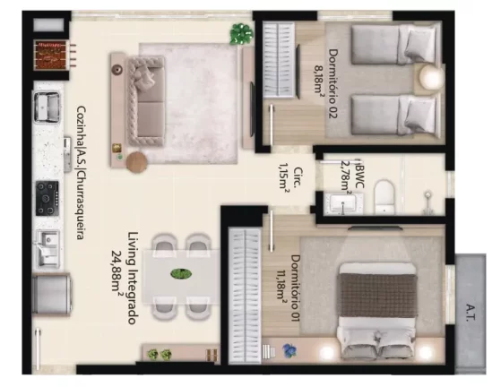 Imagem AP Home Garden - Fase 1 - Apartamento à venda no bairro Sertãozinho - Itapema/SC