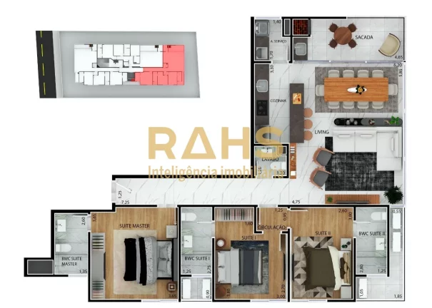 Imagem Apartamento no Bairro América Com área privativa de 185,71m², muito bem distribuído com 3 suíte...