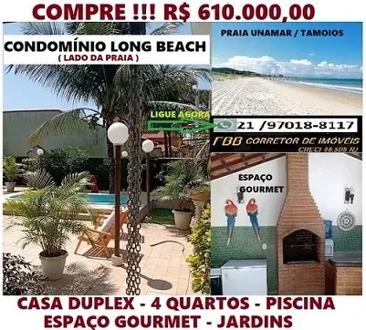 Foto do imóvel Casa de Condomínio com 5 Quartos à Venda, 182 m² em Long Beach (Tamoios) - Cabo Frio