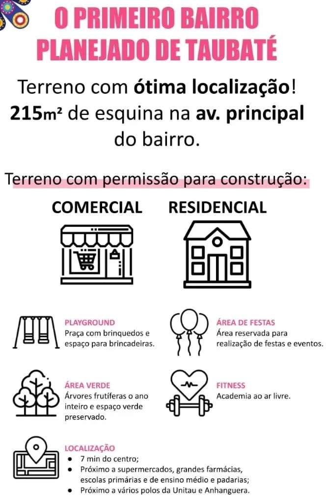 Imagem Terreno à venda 215M², Areao, Taubaté - SP
