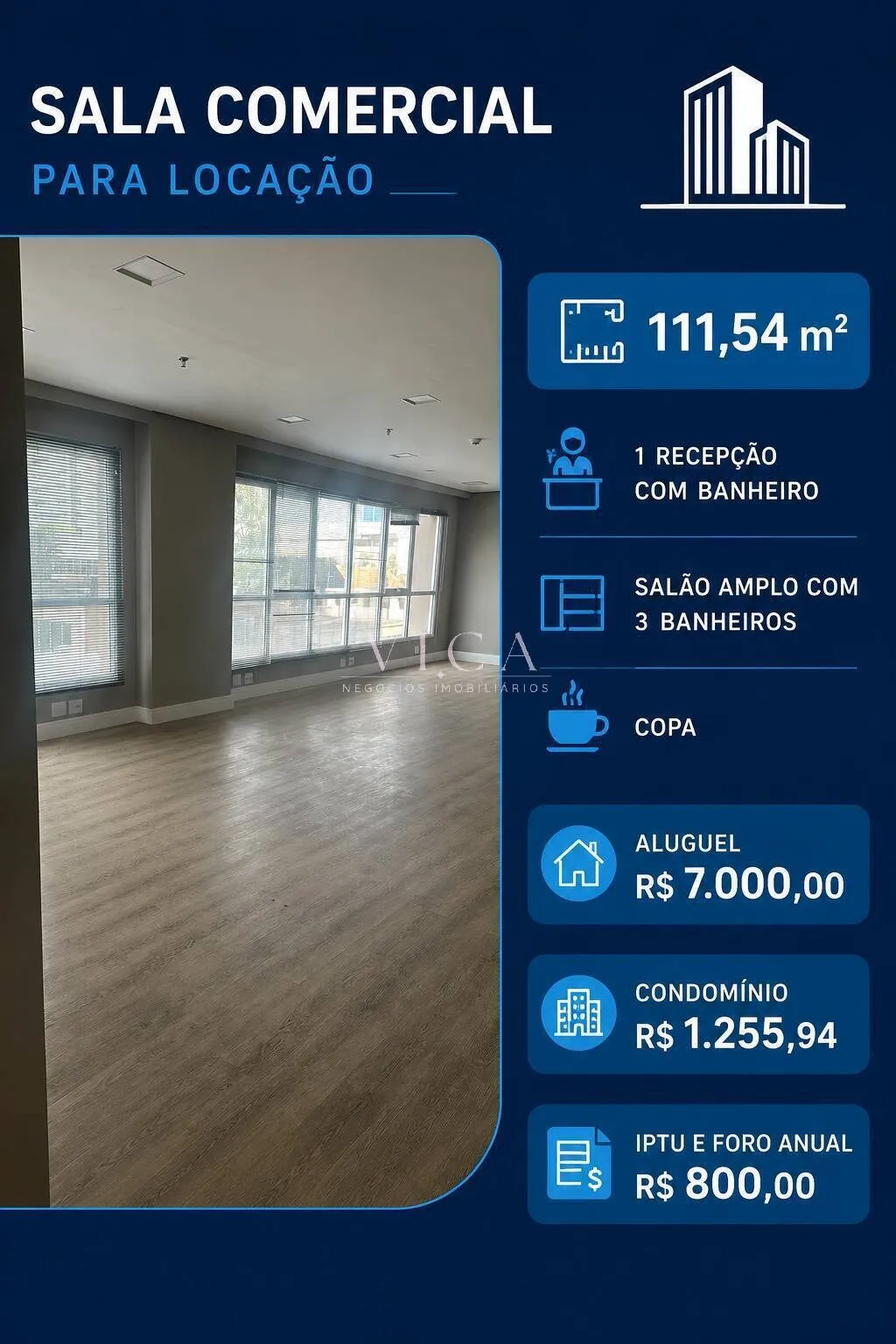 Imagem Sala 111m² 2 vagas 3 banheiros - aluguel por R$ 7.000,00 - Alphaville/SP