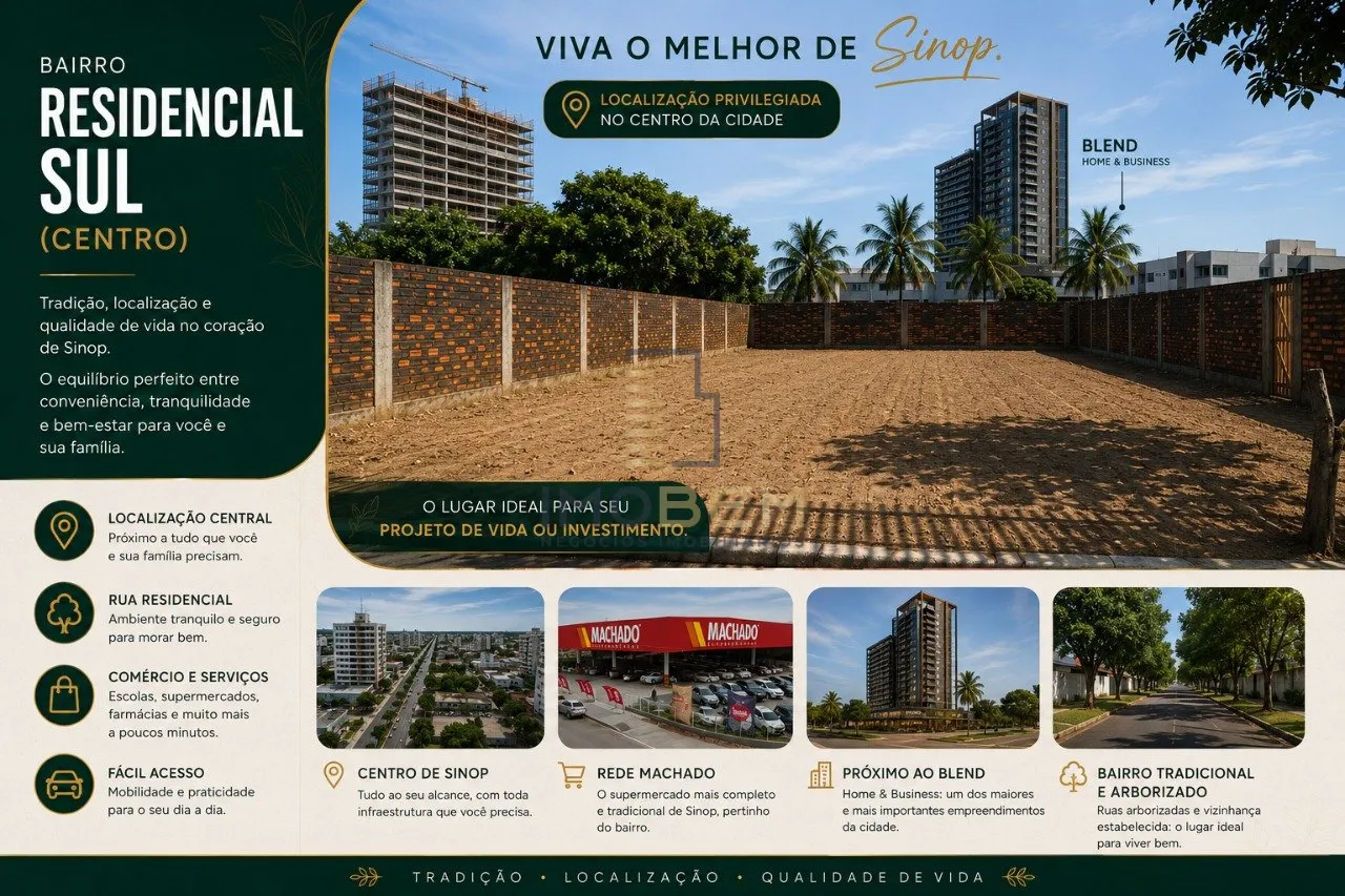 Excelente oportunidade para adquirir um terreno plano em Sinop, localizado no Setor Residencial Sul....