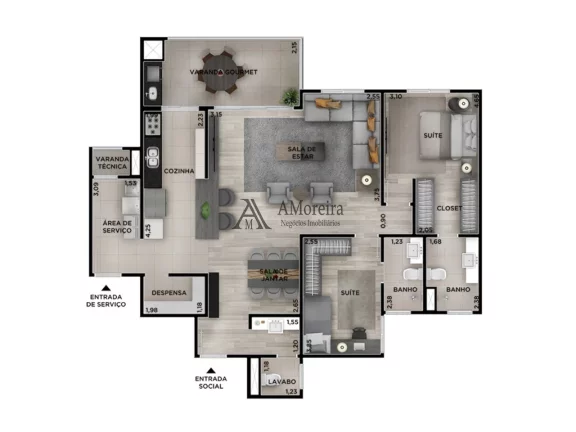 Imagem Imperdível! Apartamento de alto padrão à venda em Jundiaí-SP, Jardim Campos Elísios - 3 quartos, 2 suítes, 3 salas, 3 vagas e 141,40m².