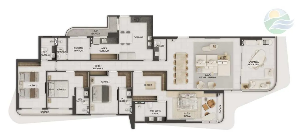 Imagem Apartamento 4 suites, 215m2, Venda no Altiplano-Cabo Branco, João Pessoa.
