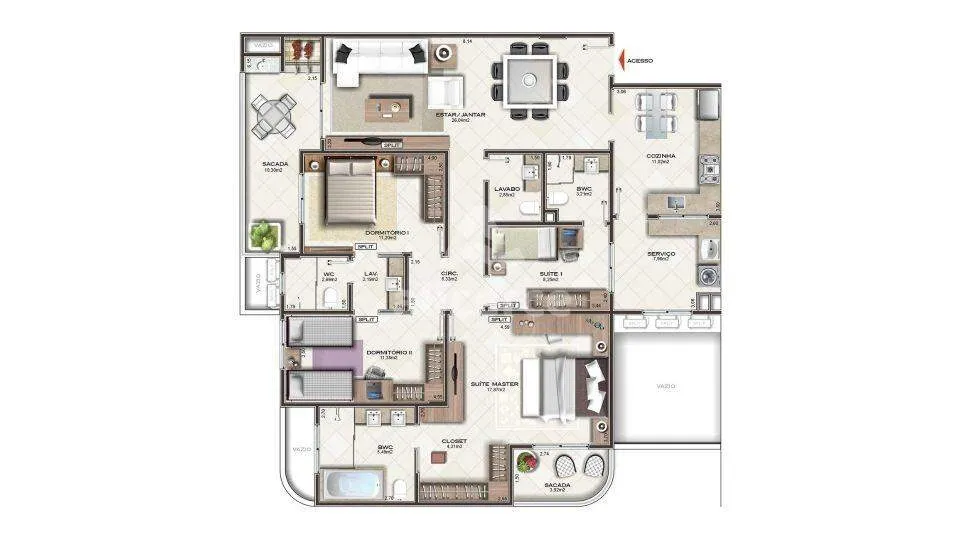 Imagem Apartamento 3 dormitórios com suíte master e hidromassagem em Campinas - São José/SC
