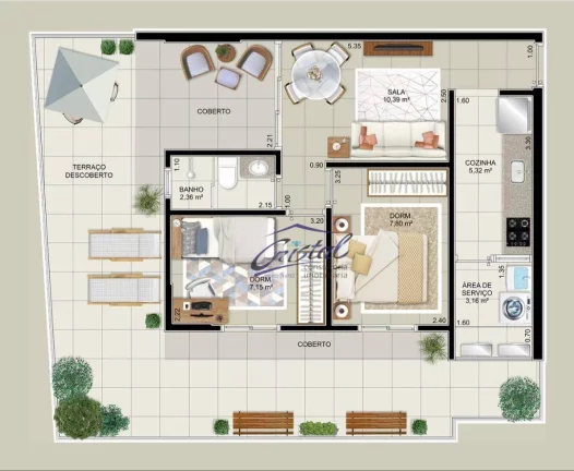 Imagem Apartamento Garden com 2 dormitórios à venda, 54 m² por R$ 750.000,00 - Embaré - Santos/SP