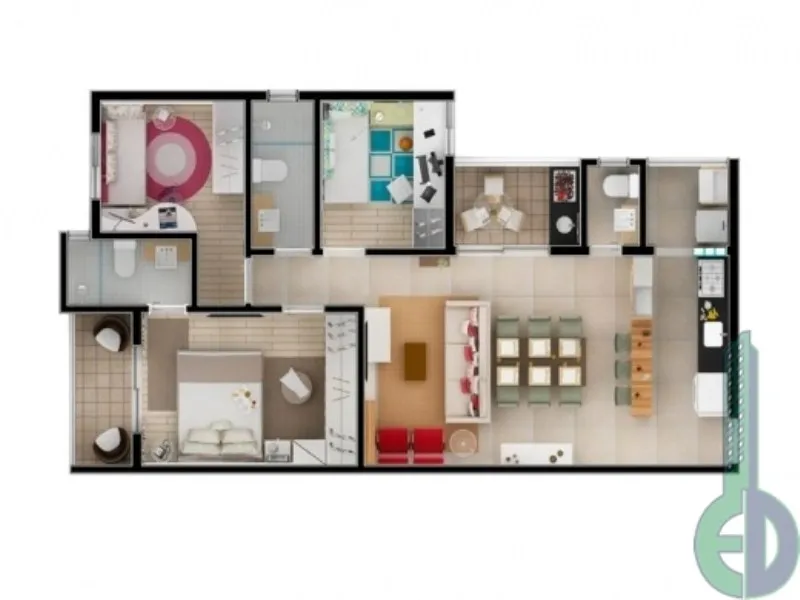 Imagem Apartamento à venda em Santo André-SP, Vila Floresta - 3 quartos, 1 suíte, 2 banheiros, 2 vagas de garagem, 82m² - Condomínio Ilha de Rodes.