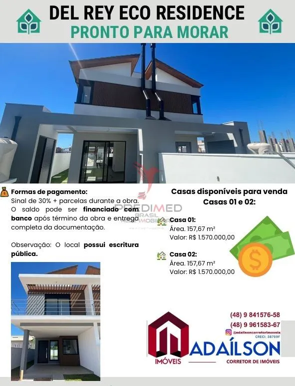 Imagem DEL REY ECO RESIDENCE EMPREENDIMENTO DE 2 CASAS JARDIM CAMPECHE FLORIANÓPOLIS SC