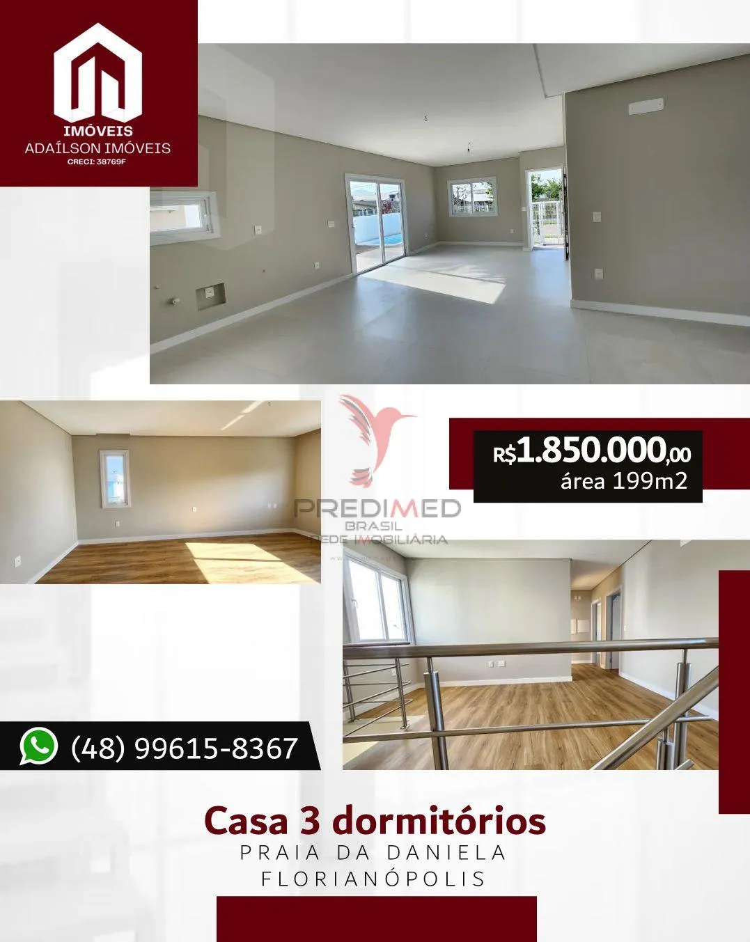 Imagem *Casa com 3 Dormitórios à venda,199 m² por R$ 1.850.000 - Daniela - Florianópolis/SCBrasil