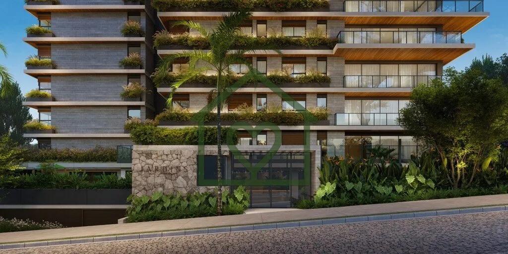 Imagem Um projeto exclusivo, com arquitetura autoral, verdadeiras mansões suspensas cercadas de muito verd...