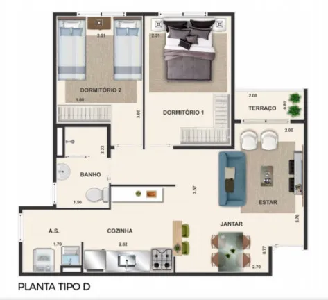 Apartamento com 2 Quartos à Venda, 52 m² em Jardim de Lourdes - Embu das Artes