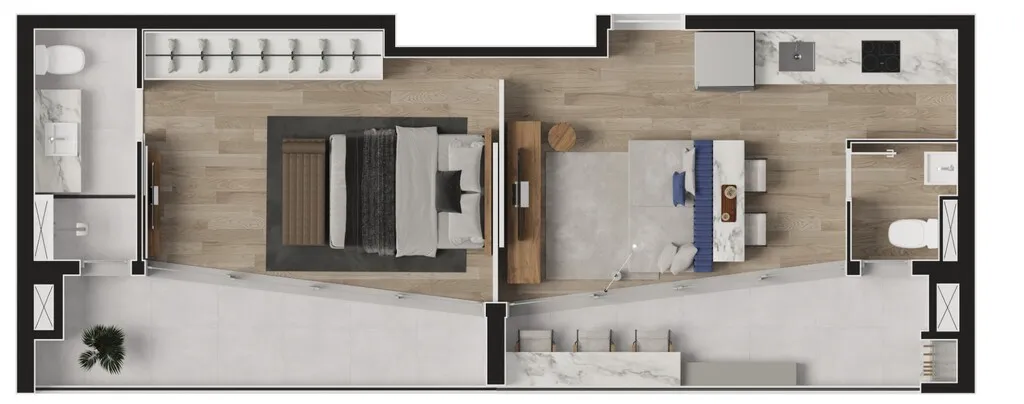 Imagem Apartamento à venda no Batel, Curitiba-PR: 1 quarto, 1 banheiro, 1 vaga de garagem, 53,91 m² de área. Adquira já!