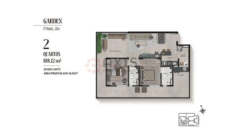 Imagem Apartamento 2 Quartos no Serra - Lazer completo