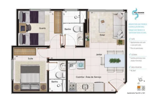Imagem Apartamento com 2 Quartos à Venda, 49 m² em Samambaia Sul (Samambaia) - Brasília