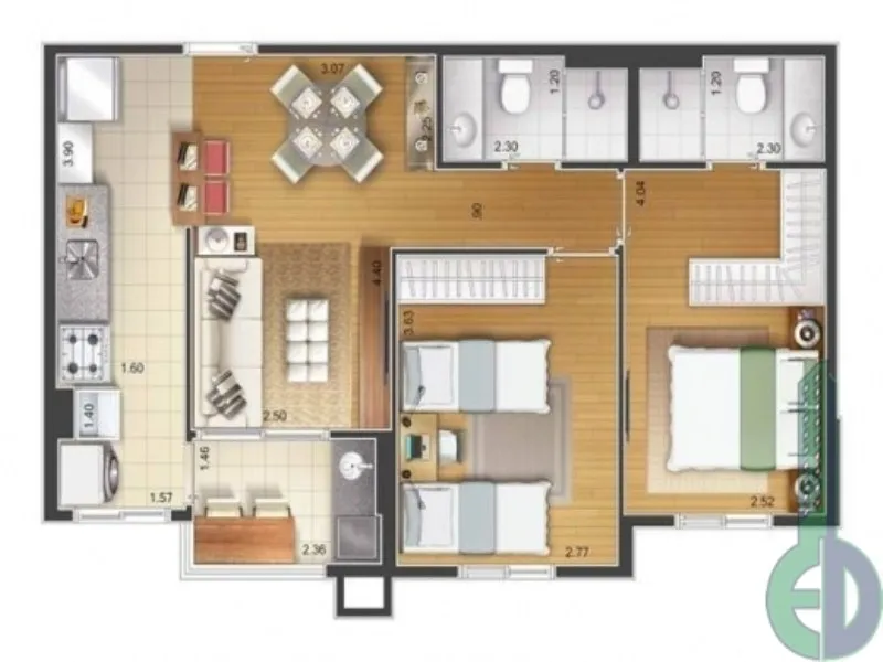 Imagem Condomínio Felicitat São Caetano em São Caetano do Sul, apartamento com 2 quartos em São Caetano