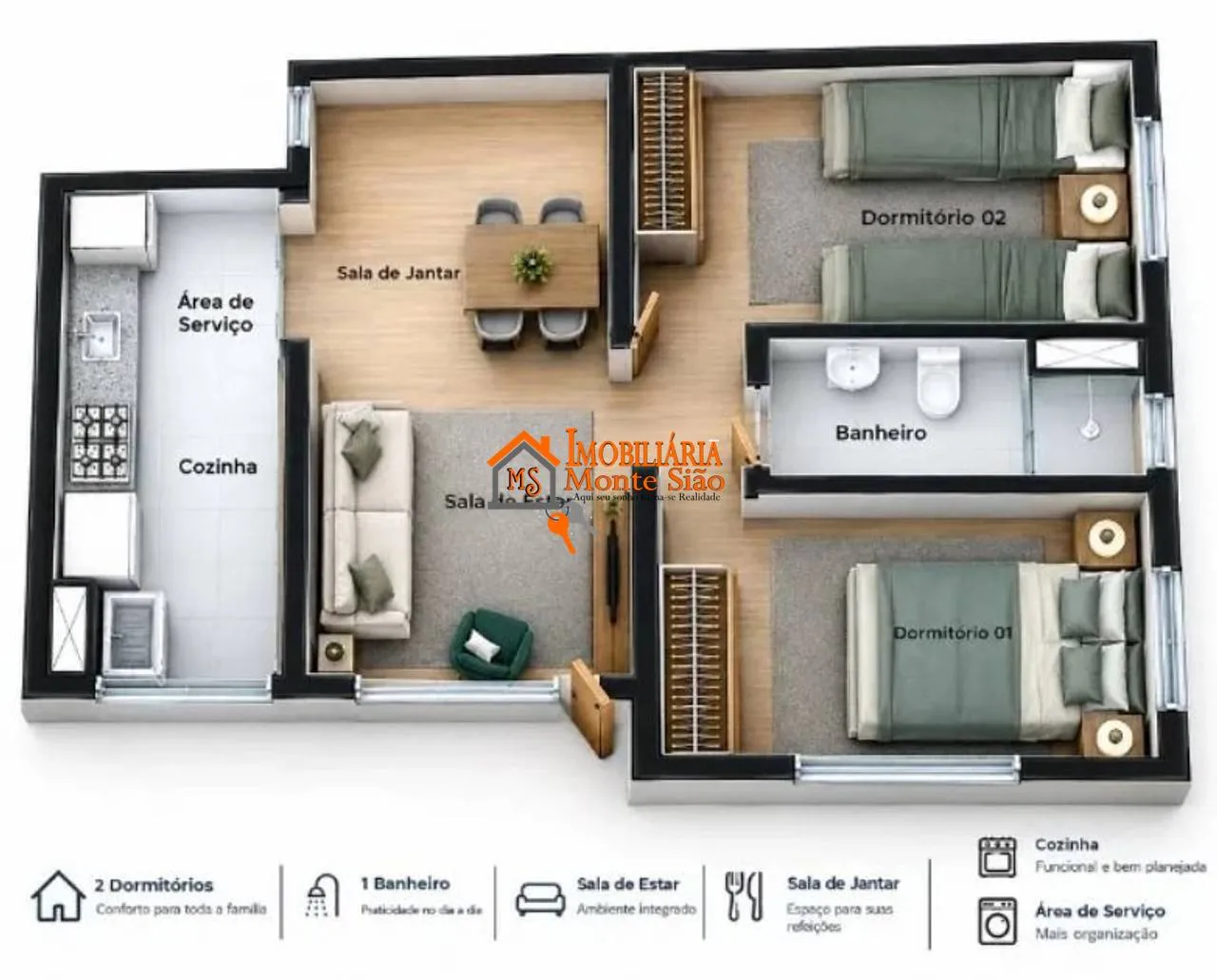 Imagem Apartamento com 2 dormitórios à venda, 42 m² por R$ 240.000,00 - Vila Nova Bonsucesso - Guarulhos/SP