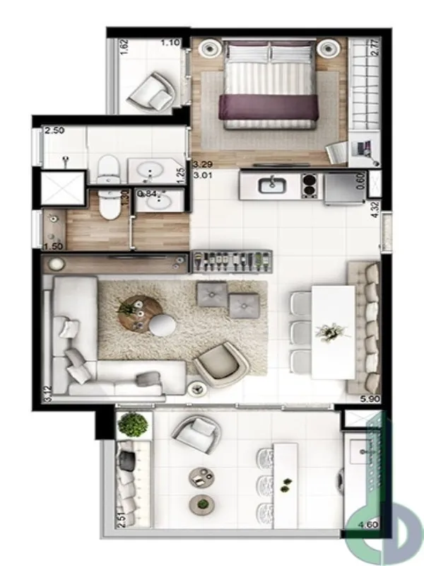 Imagem Apto 2 qtos c/ suíte, 1 vaga no Condomínio Mondial Home São Bernardo do Campo - Centro SP - 62m²