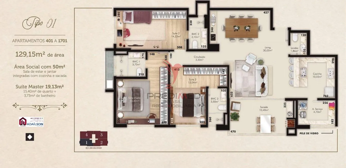 Imagem Apartamentos com três suítes no bairro Kobrasol em São José SC Venda R$ 1.357.000,00 RDO