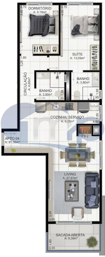 Imagem Apartamento á venda com 2 dormitórios na Praia da Cal em Torres/RS