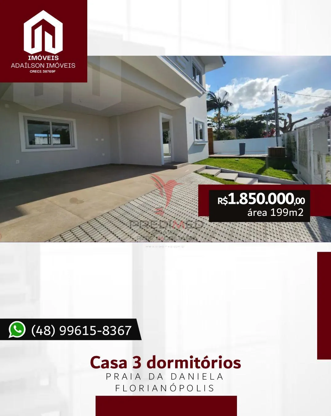Imagem *Casa com 3 Dormitórios à venda,199 m² por R$ 1.850.000 - Daniela - Florianópolis/SCBrasil