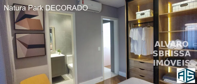 Imagem Apartamento com 3 dormitórios sendo uma suíte em condomínio park, cercado de vegetação, lagos, peixes, locais agradáveis para relaxar e área de lazer