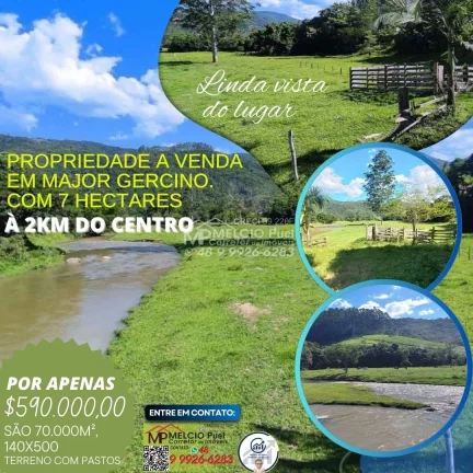 ropriedade a venda com 7 Hectares no município de Major Gercino/SC Distância de 2km do centro em Major Gercino