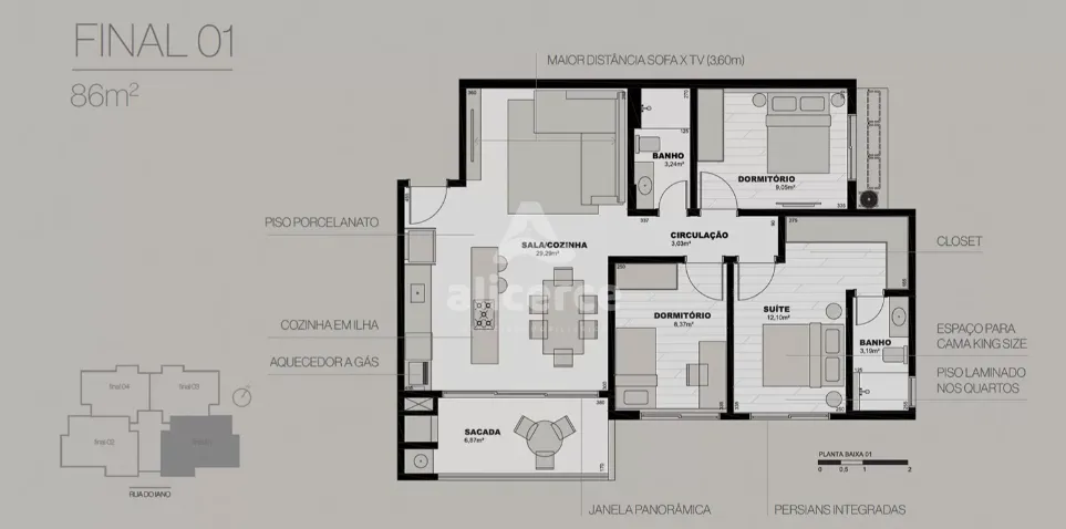 Imagem Apartamento à venda com 3 quartos 1 suíte, 87m² em Barreiros São José