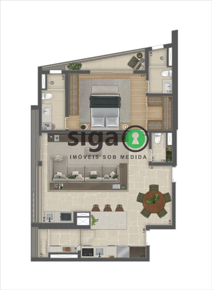 Imagem OMA 909 Pinheiros: 90m² de amplitude e sofisticação