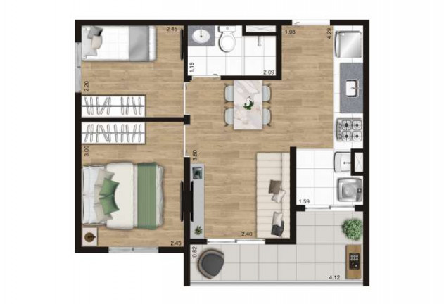 Imagem Edifício Residencial com 2 Quartos à Venda, 36 m²em Vila Campestre - São Paulo