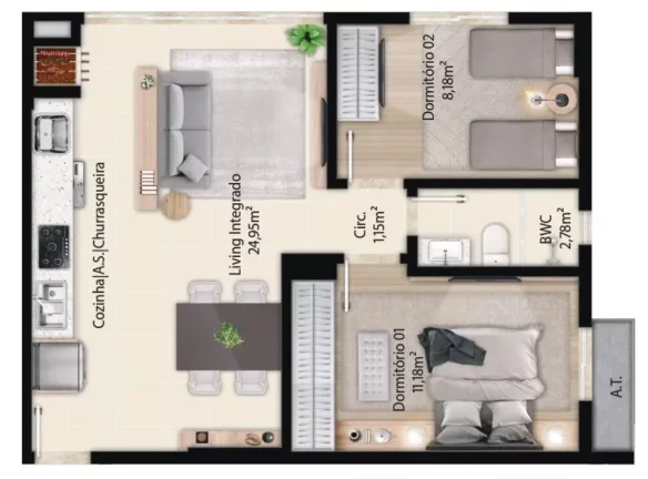Imagem AP Home Garden - Fase 1 - Apartamento à venda no bairro Sertãozinho - Itapema/SC