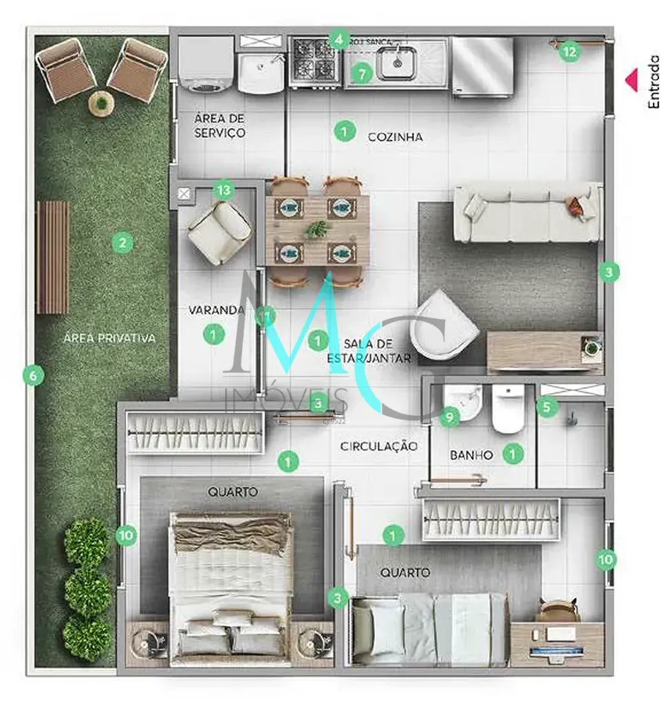 Imagem Apartamento à venda 2 Quartos 1 Vaga 39.63M² Campo Grande Rio de Janeiro - RJ | Ipê Amarelo Residencial - Fase 1