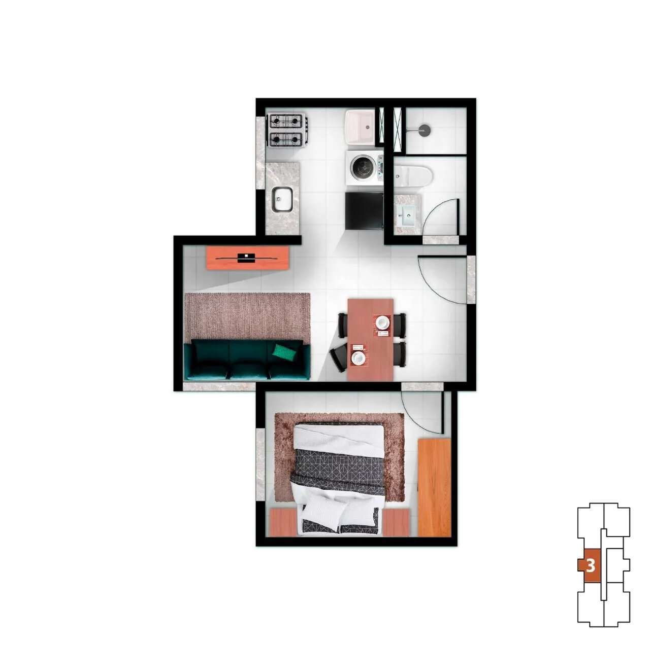 Imagem Apartamento 1 Quarto à Venda no Mutondo 28,99m² | São Gonçalo