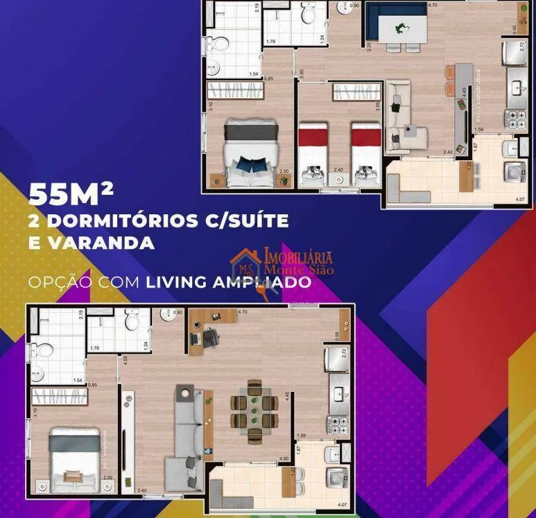 Imagem Apartamento com 2 dormitórios à venda, 55 m² por R$ 477.600,00 - Vila das Bandeiras - Guarulhos/SP