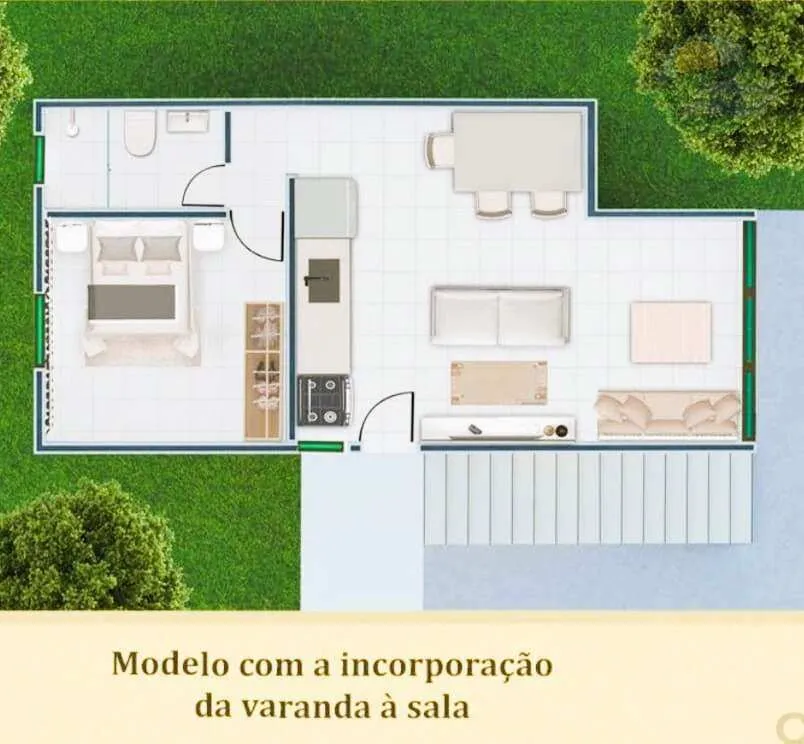 Imagem Flats de 1 quarto, varanda, vista Serra das Russas, Chã grande, Pernambuco.