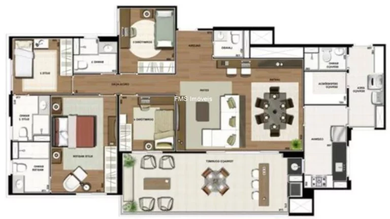 Imagem APARTAMENTO 137.50m² - 4 DORMITORIOS - 2 SUITES - 2 VAGAS - GRANJA JULIETA