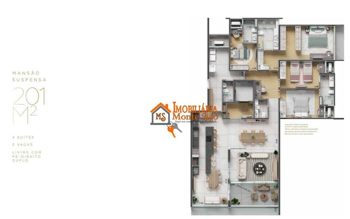 Imagem Apartamento com 4 dormitórios à venda, 201 m² por R$ 2.804.118,00 - Vila Progresso - Guarulhos/SP