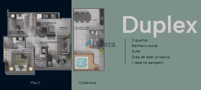 Imagem Cobertura Duplex - 2 Quartos - 1 Suíte - 101 m² - Intermares, Cabedelo/PB