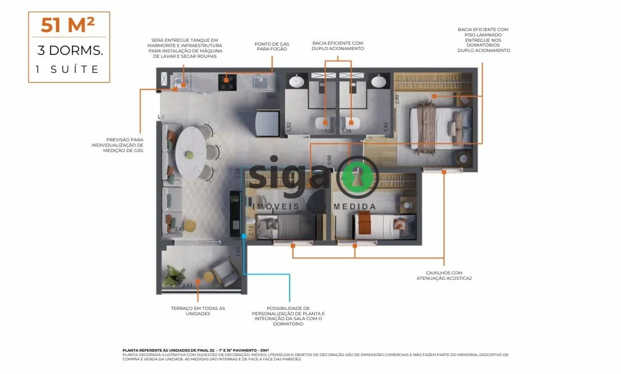 Imagem Apartamento para venda em Santo Amaro 03 dormitórios, São Paulo - SP