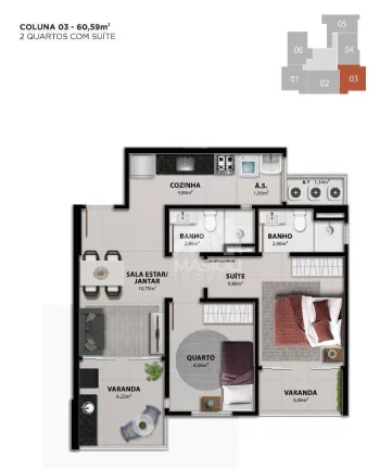 Imagem Apartamento com 2 dormitórios à venda, 60 m² por R$ 738.799,48 - Praia de Itaparica - Vila Velha/ES