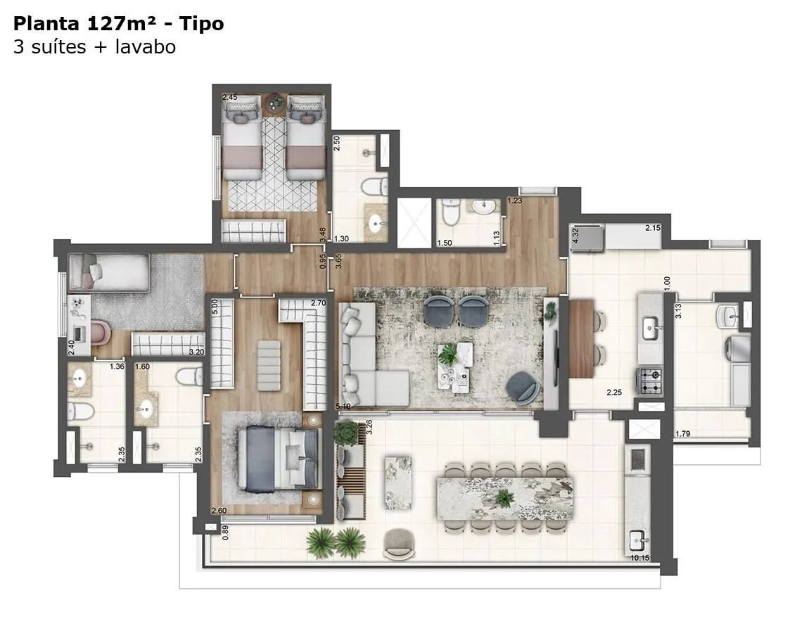 Imagem Apartamento para Venda em São Paulo, Ipiranga, 3 suítes, 4 banheiros, 2 vagas