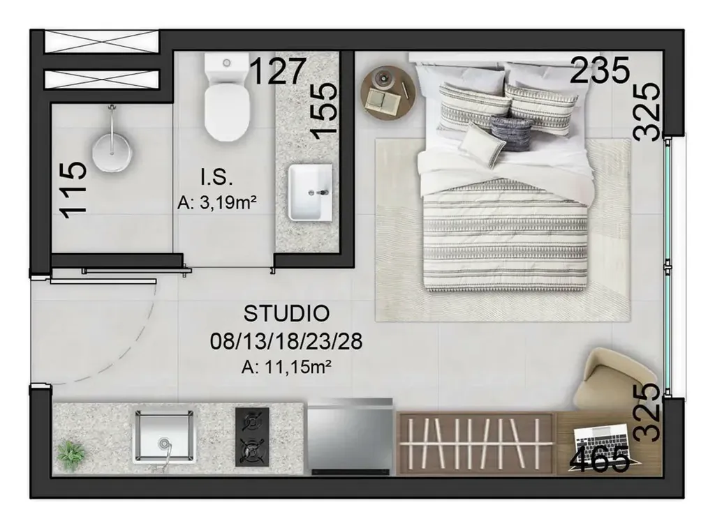 Imagem Apartamento à venda em Curitiba-PR, Bacacheri: 1 quarto, 1 banheiro, 24,38m² de área. Venha conferir!