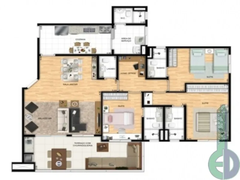 Imagem Apartamento de alto padrão à venda em São Caetano do Sul - Santa Paula - 4 quartos, 2 suítes - Condomínio PLAZA ATHÉNÉE.