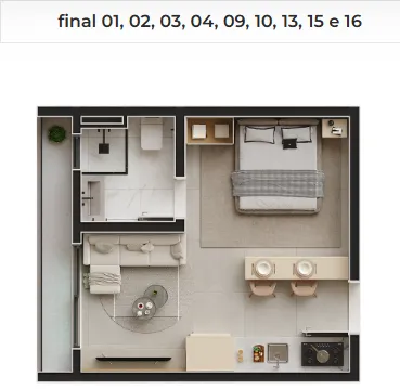 Imagem Loft para Venda em São José dos Pinhais, Centro, 1 dormitório, 1 suíte, 1 banheiro