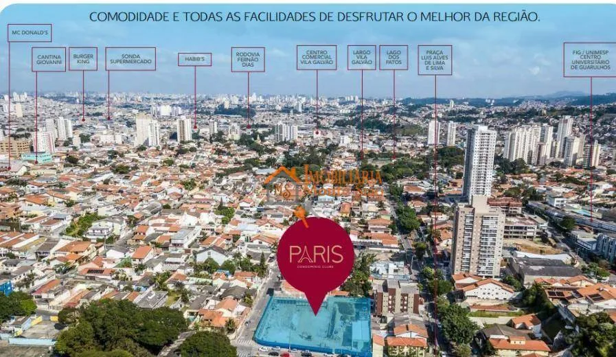 Imagem Apartamento com 2 dormitórios à venda, 45 m² por R$ 368.282,19 - Vila Rosália - Guarulhos/SP