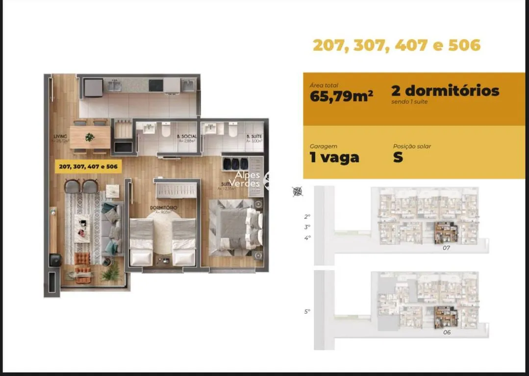 Imagem Vende-se apartamento no centro de Canela- 2 Quartos- Valor R$890.000,00