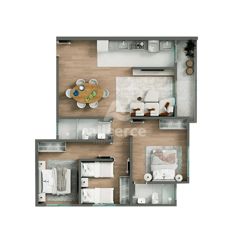 Imagem Apartamento à venda com 3 quartos 1 suíte, 85,37m² em Centro Biguaçu